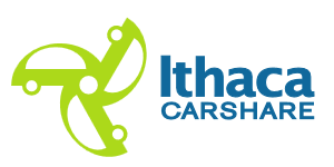 Ithaca Carshare logo in green and blue